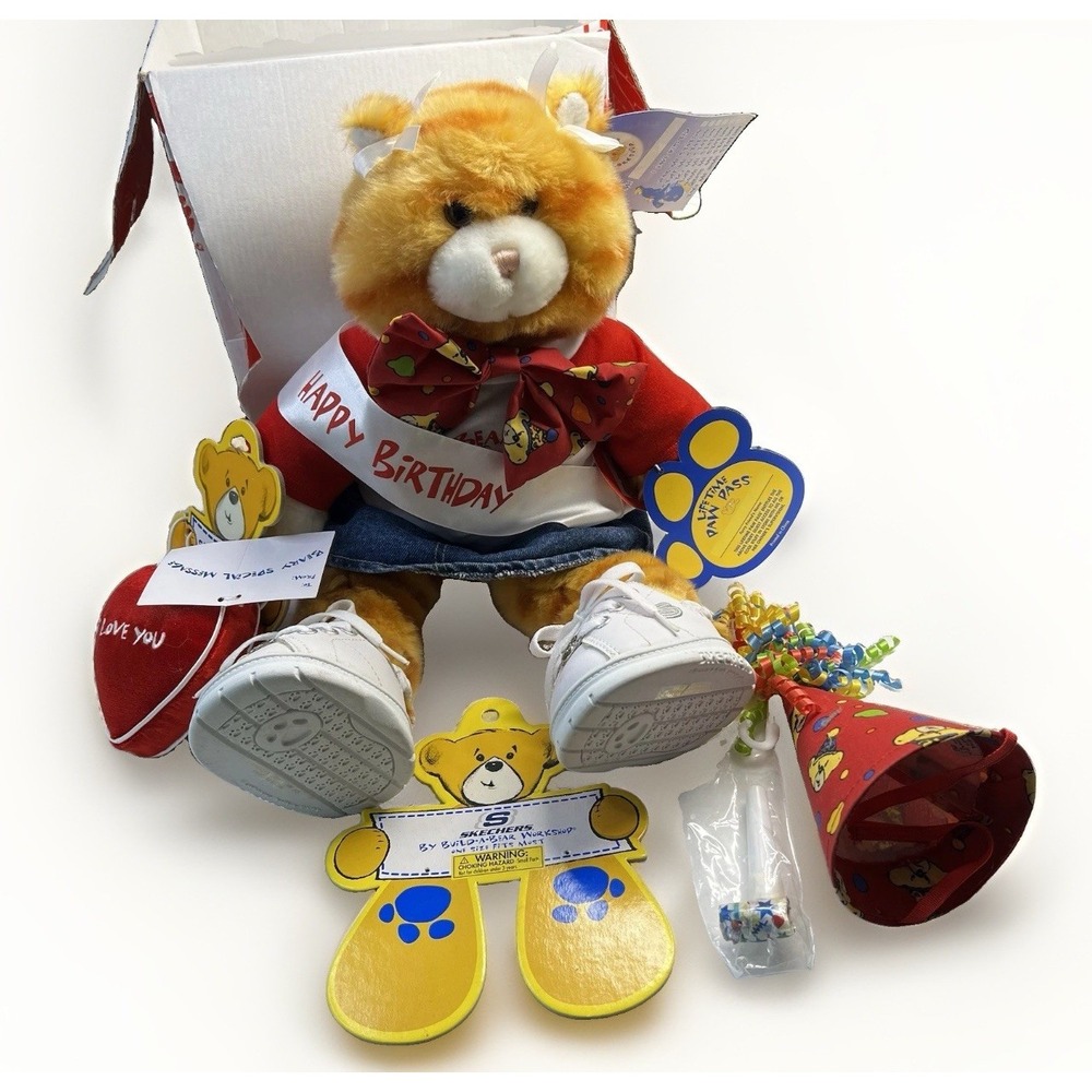 Build-A-Bear 2002 Orange Cat Birthday Skechers Box Tags Vintage Y2K NWT